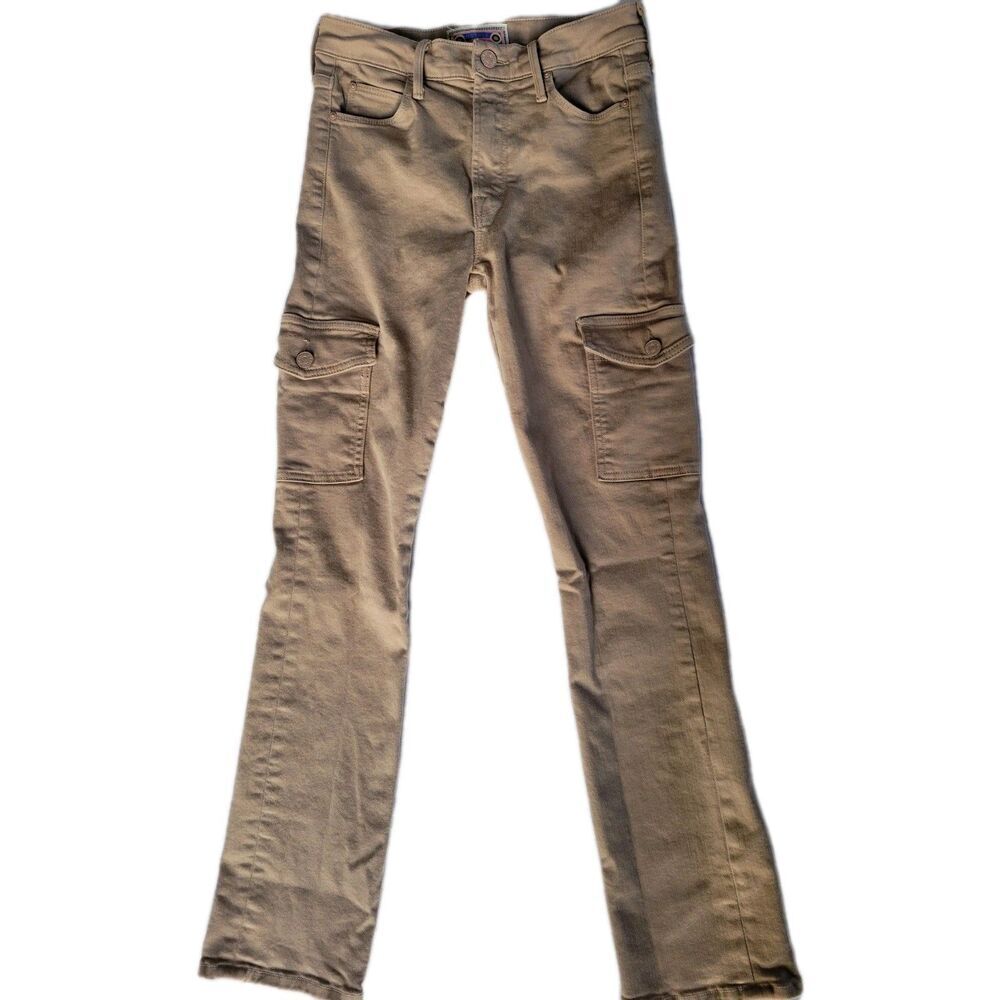 MOTHER Pants Womens 25 Khaki Toasted Brown Mid Rise Dazzler Cargo Ankle - Picture 1 of 10